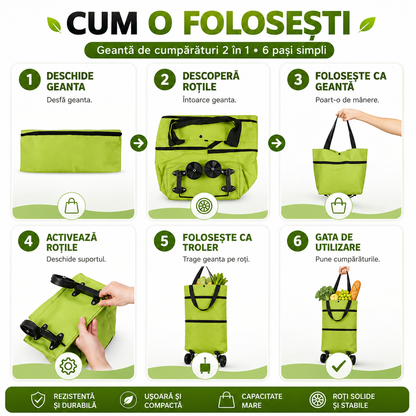 EasyRoll - Geantă 2 în 1 pentru Cumpărături