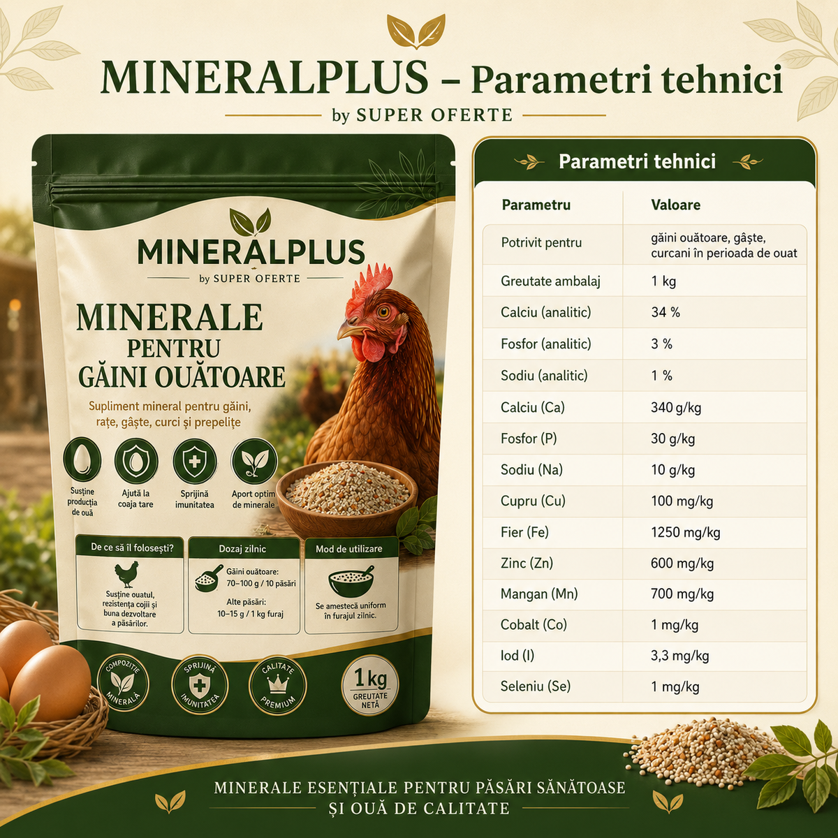 MINERALPLUS - Complex de Vitamine pentru Găini